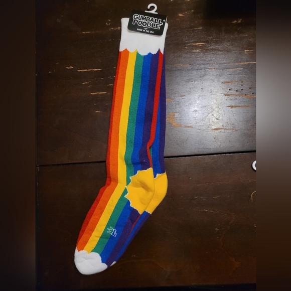 Rainbow Flag Gay Pride Unisex Gym Socks Gumball Poodle - Picture 1 of 1